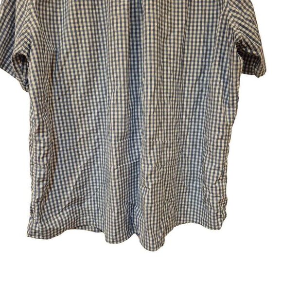 Eddie Bauer Men's Dusty Blue & White Mini Gingham Check Button Down Short Sleeve - Picture 8 of 11